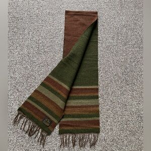Vintage Glen Prince 100% Lambswool Wool England Brown Striped Scarf